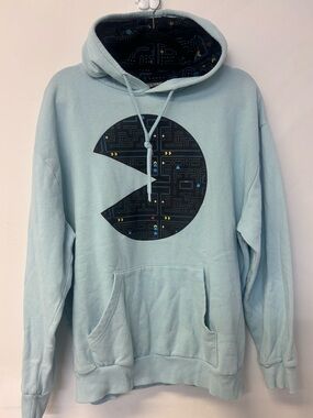 RARE - Pac-Man Logo Hoodie 'Sky Blue/Navy Blue' - Size Men's Large